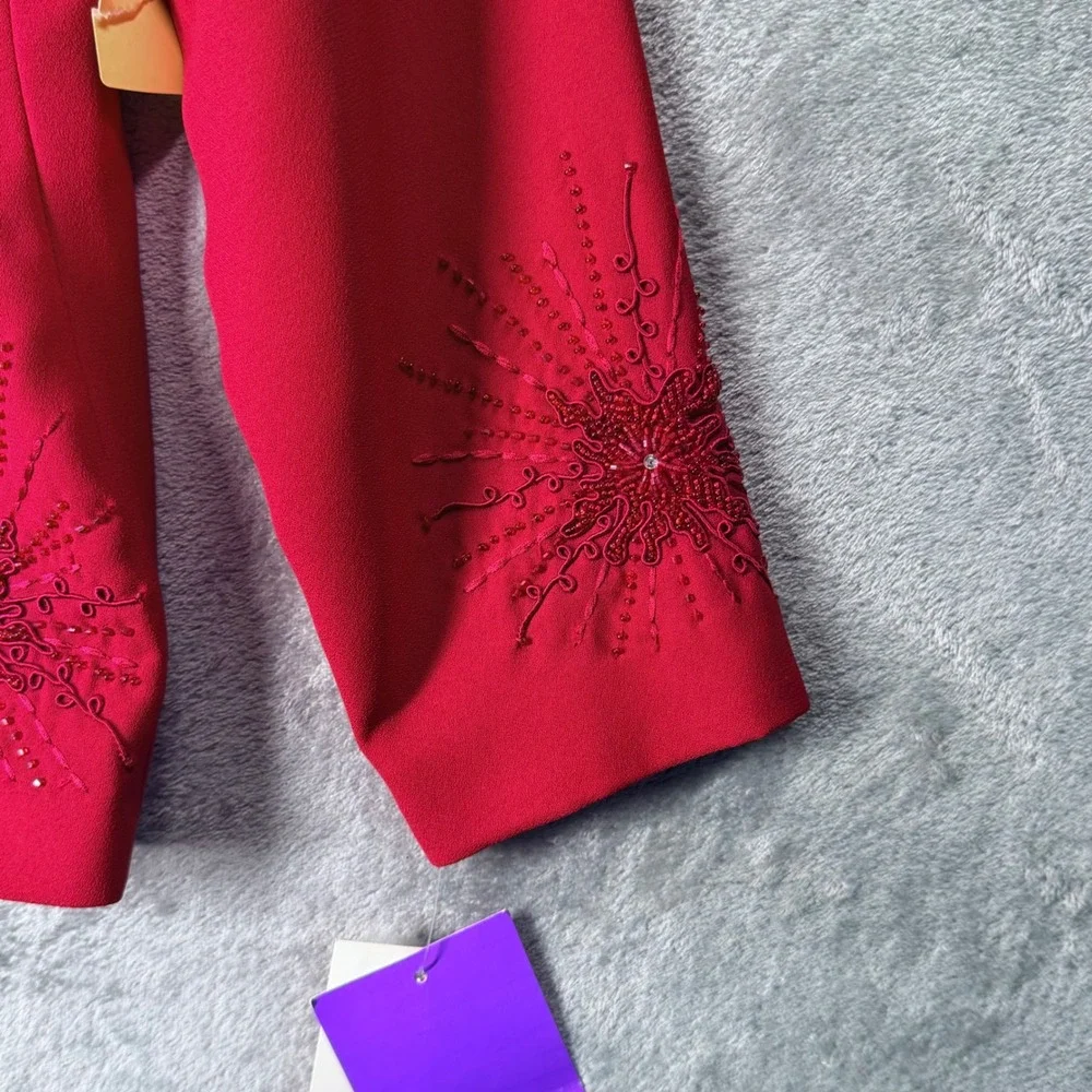 NWT R&M Richards Red Skirt Suit‎ 8 Petite Embellished Evening Church Holiday Set